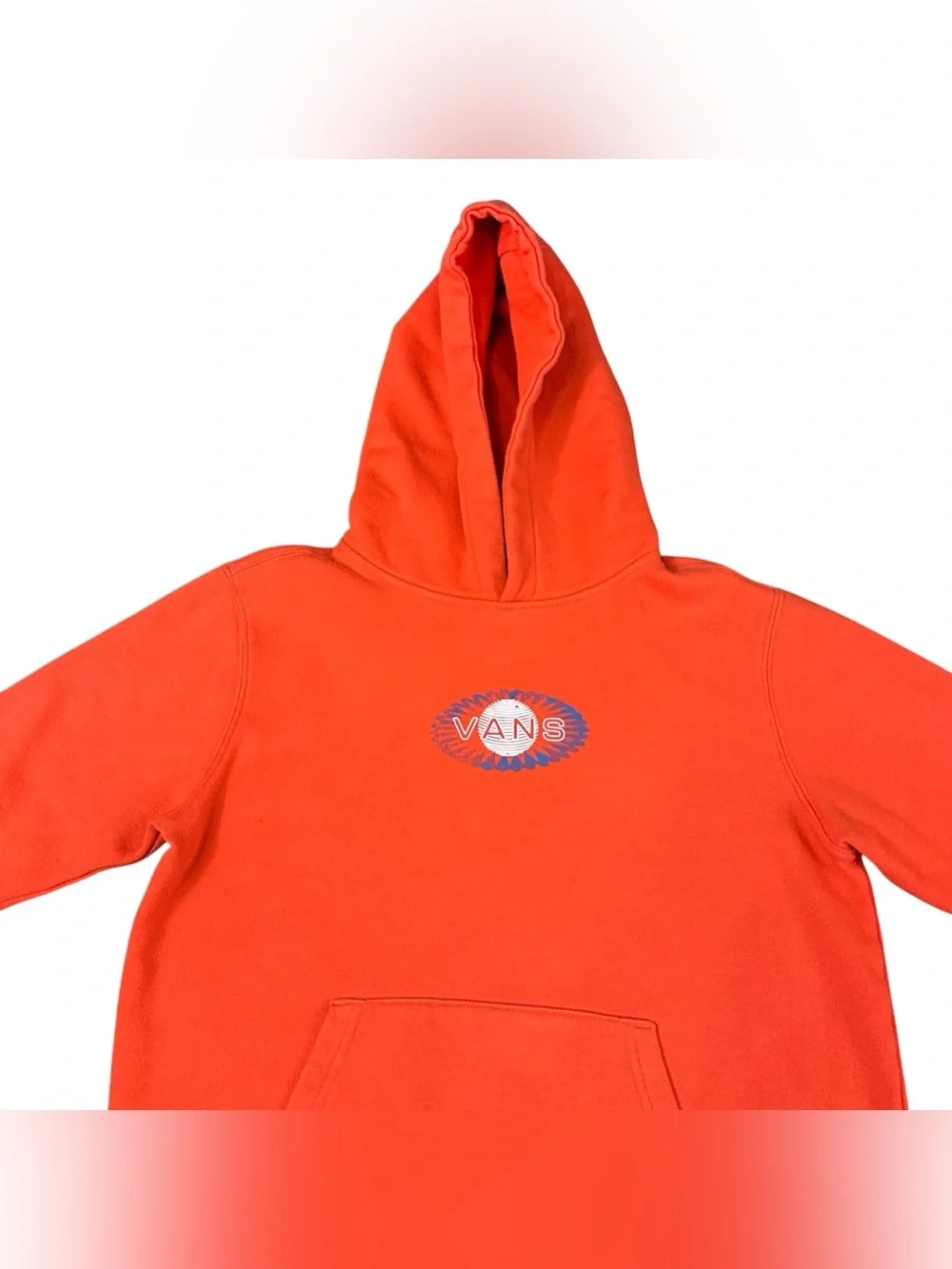 Vans Boys Large Opway Fleece Pullover Hoodie Fiesta Orange Off The Wall